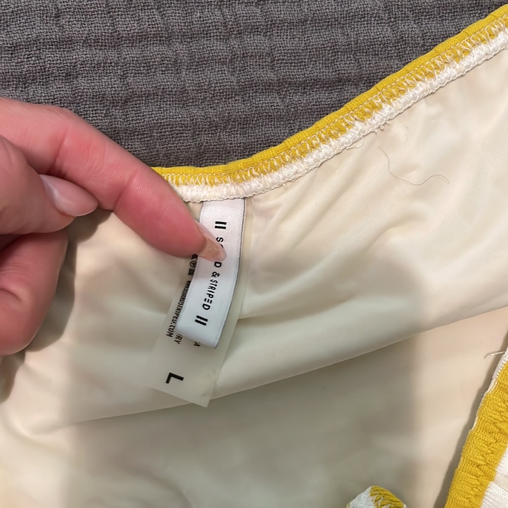 Solid + Striped Yellow Bikini Bottom - image 3